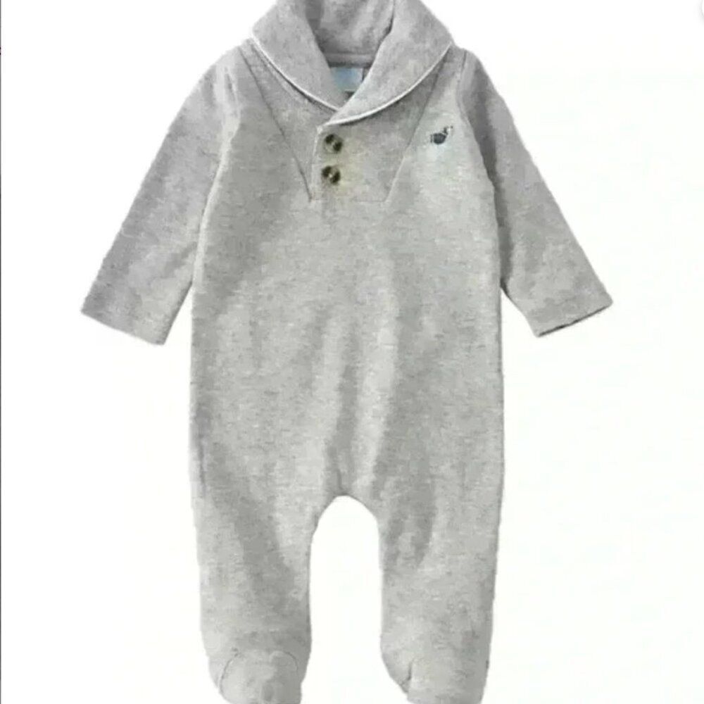 Edgehill Collection Heathered gray collared footed one piece cotton EUC. Size 3m